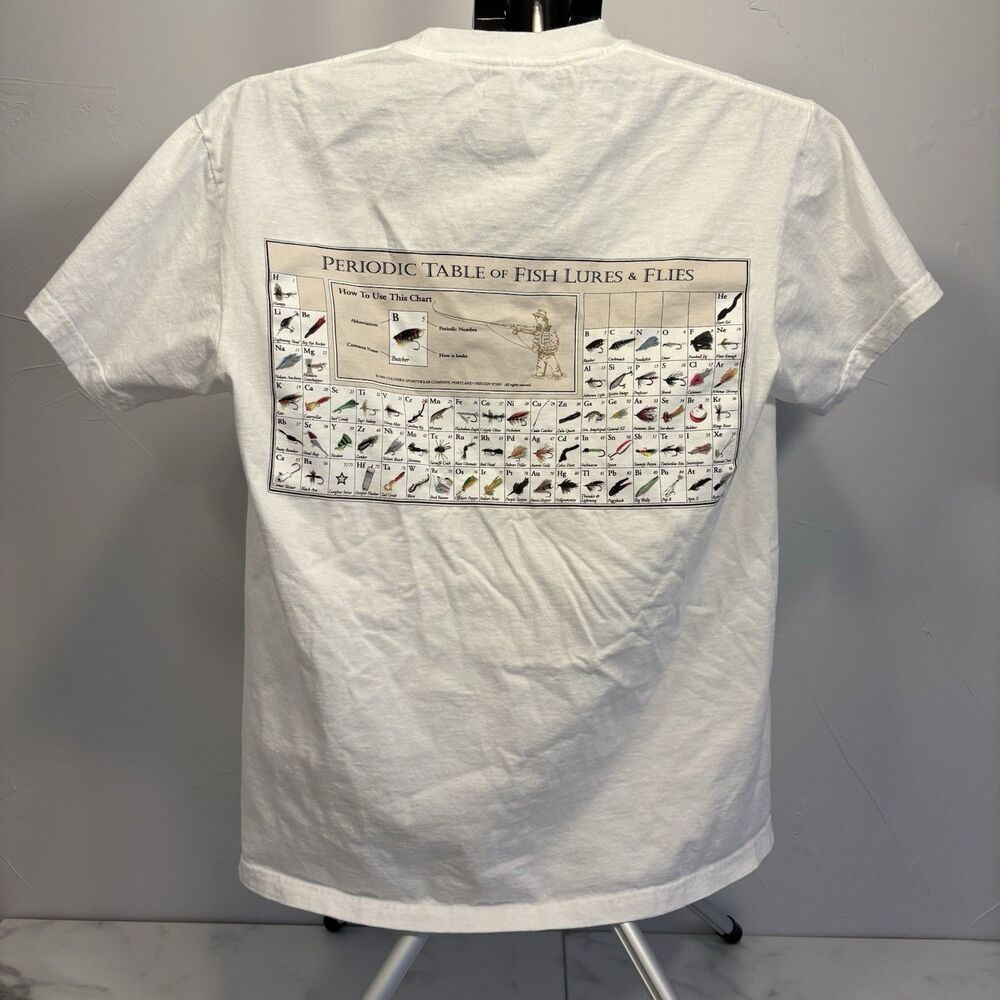 Columbia "Periodic Table of Fish Lures and Flies" Men's T-Shirt Size Medium - Picture 3 of 7
